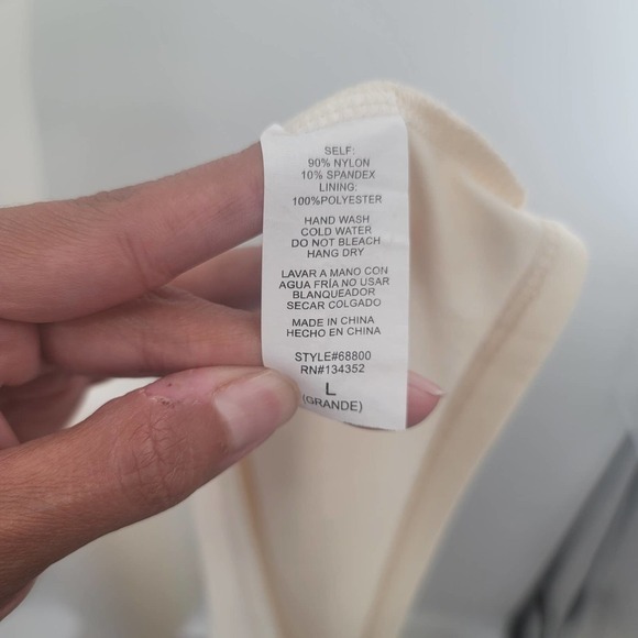 AMBIANCE Lace Ivory Cream Bodycon Mini Dress Size L Off the Shoulder - Picture 3 of 6